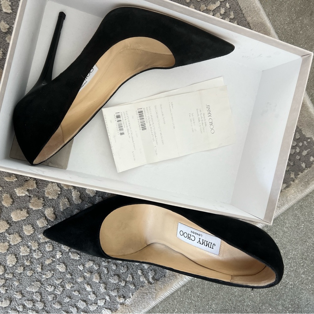 Jimmy choo black suede Anouk high heel size 39- NEW